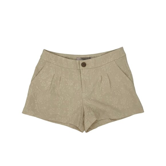 Vintage 90s Love21 x Forever 21 Light Beige Textured Floral Casual Preppy Shorts - Picture 1 of 15